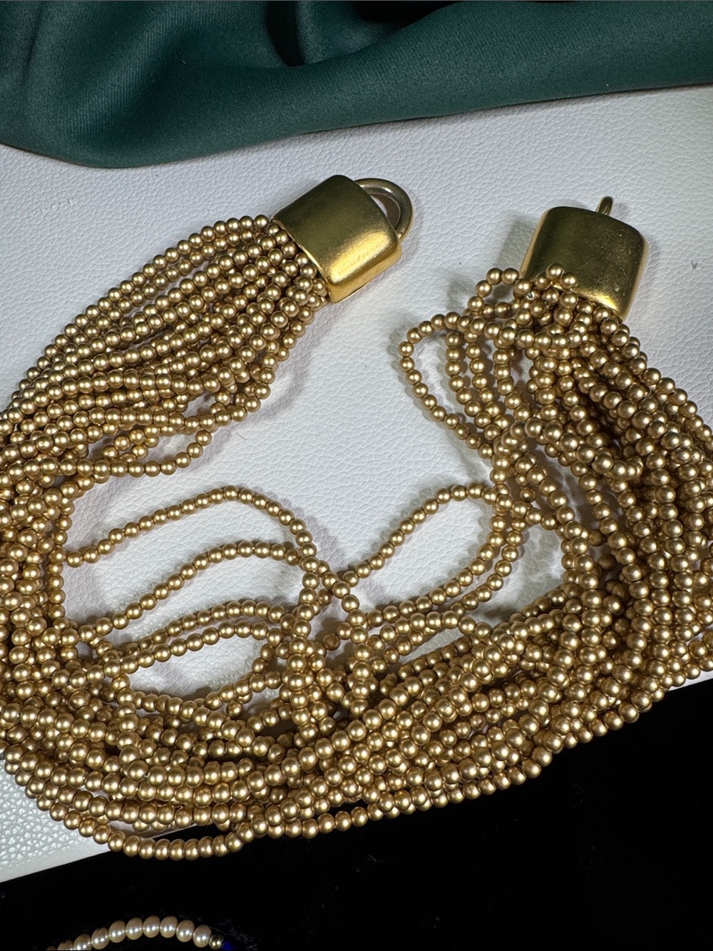 Vintage Carolee Signed Multi-Strand Gold Tone Bead Necklace Statement Choker - Picture 5 of 5